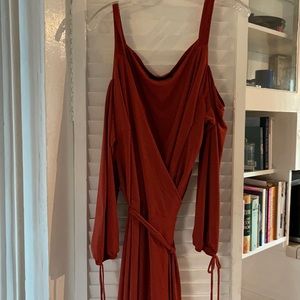 Cold shoulder wrap dress